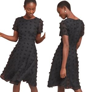 Anthropology Sunday in Brooklyn Glenda Pom Swiss Dot A-line Black Dress -Size XS